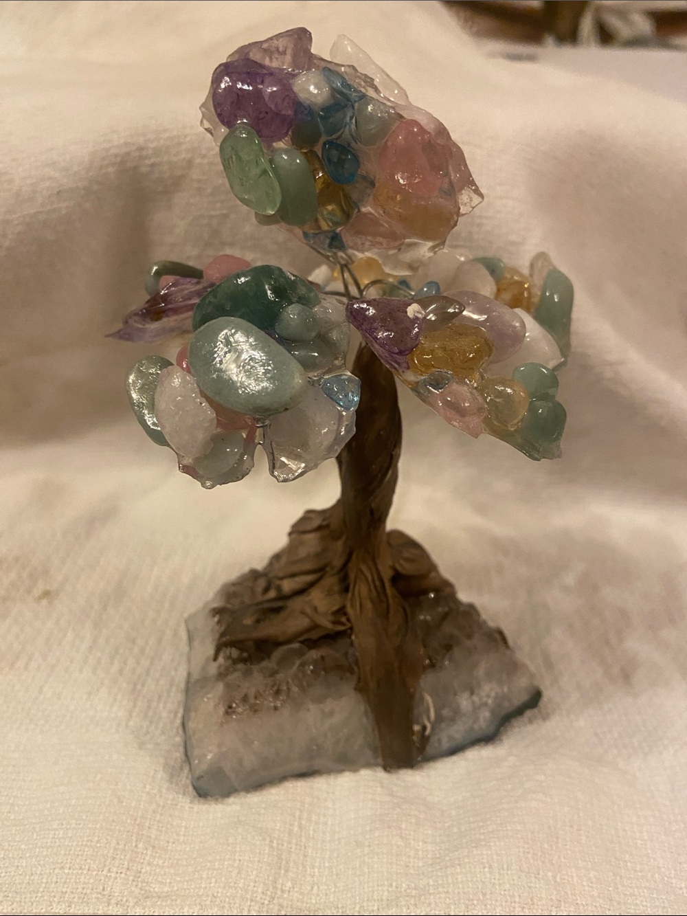 Multicolor Gemstone Bonsai Tree Sculpture - Decorative Home Art